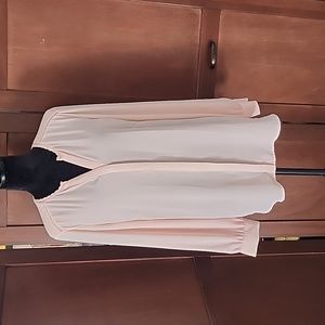 TALBOTS Peach Lace and Scallop Trim V-Neck Chiffon Blouse Size XL